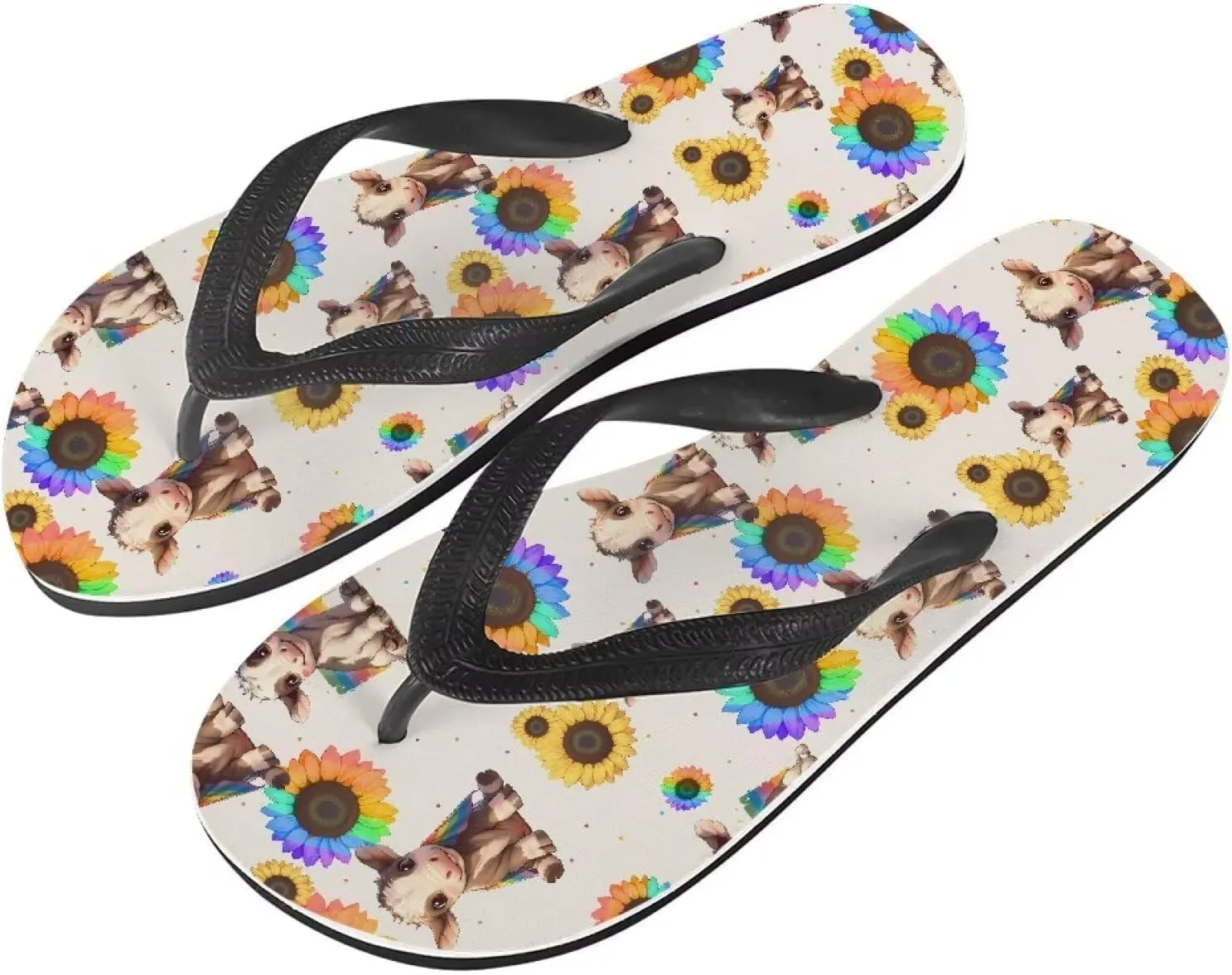 Women Tribal Flip Flop Sandal, Rose Soft Flip-Flop Slides Comfort Corgi Dog Pattern Fit Comfortable Ladies Slip