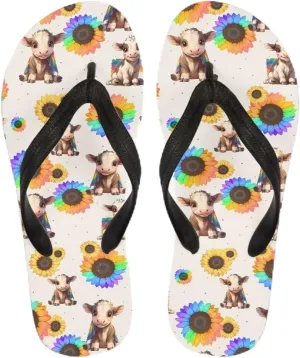 Women Tribal Flip Flop Sandal, Rose Soft Flip-Flop Slides Comfort Corgi Dog Pattern Fit Comfortable Ladies Slip