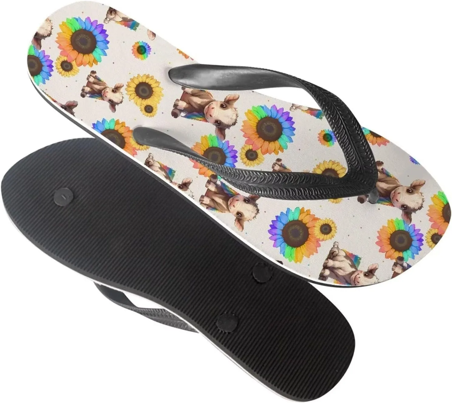Women Tribal Flip Flop Sandal, Rose Soft Flip-Flop Slides Comfort Corgi Dog Pattern Fit Comfortable Ladies Slip