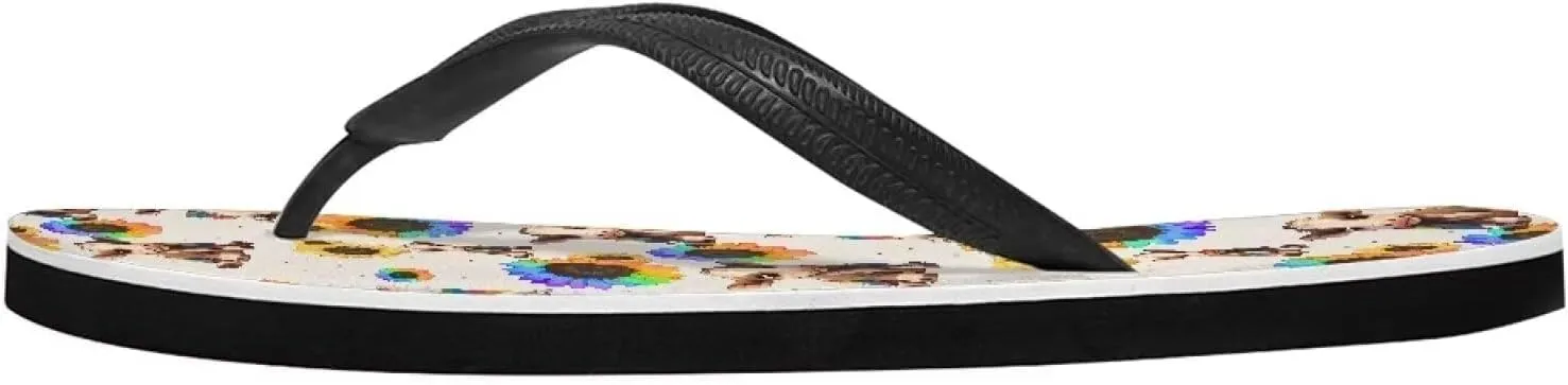 Women Tribal Flip Flop Sandal, Rose Soft Flip-Flop Slides Comfort Corgi Dog Pattern Fit Comfortable Ladies Slip