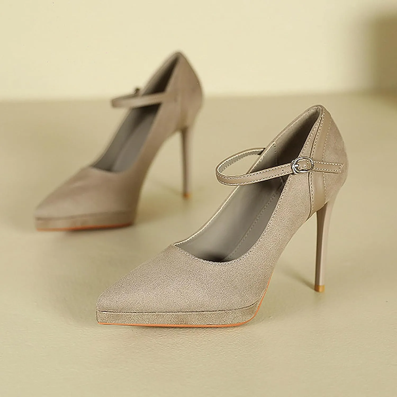 Women's Ankle Cross Strap Pumps Platform Stiletto Dress High Heel Mouth Heeled Office Clubbing Work Courts Shoes Ladies Party Wedding Fashion Closed Pointed Toe Slip On