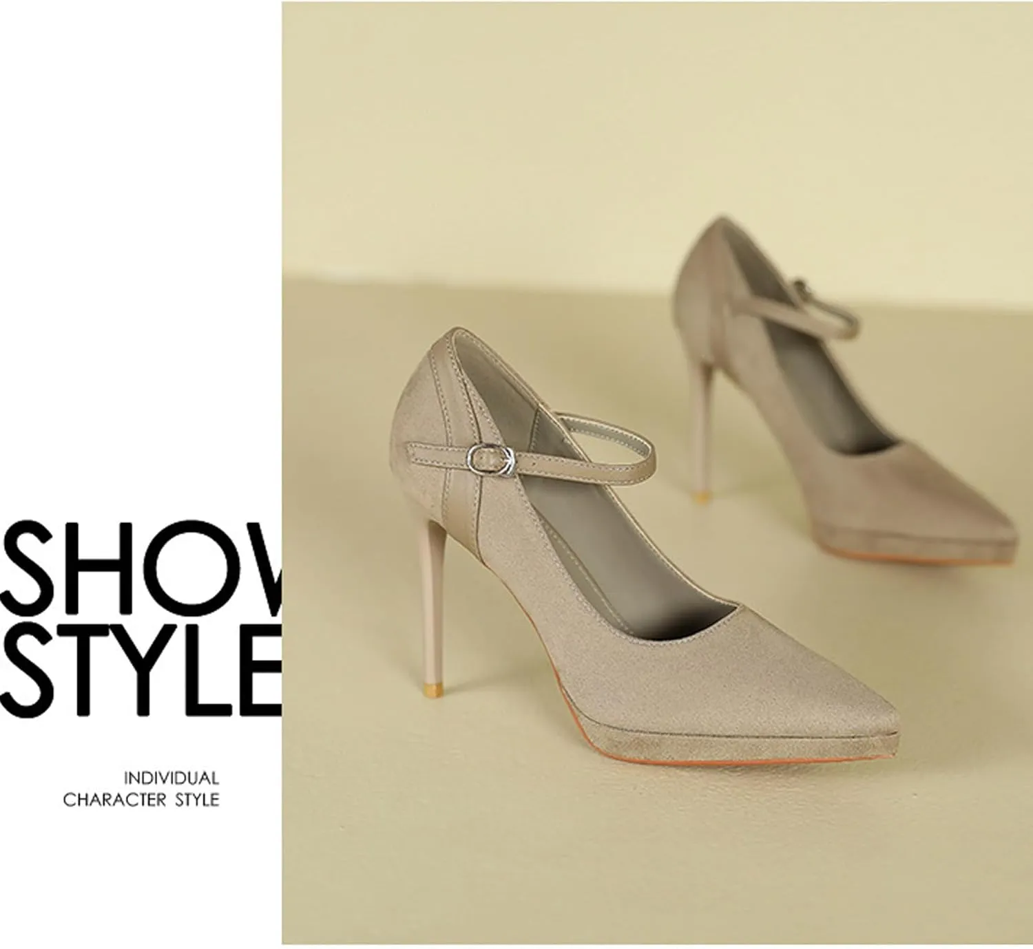 Women's Ankle Cross Strap Pumps Platform Stiletto Dress High Heel Mouth Heeled Office Clubbing Work Courts Shoes Ladies Party Wedding Fashion Closed Pointed Toe Slip On
