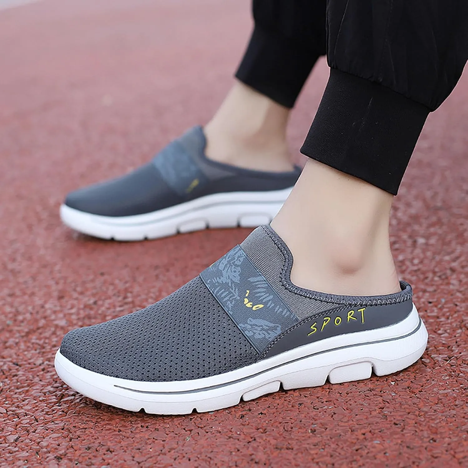 Womens Backless Sneakers Mesh Slip-on Mule Shoes Running Shoes for Men Food Service Women Casual Shoes Brown Sneakers White Tennis Shoe Loafers Casual Slip On