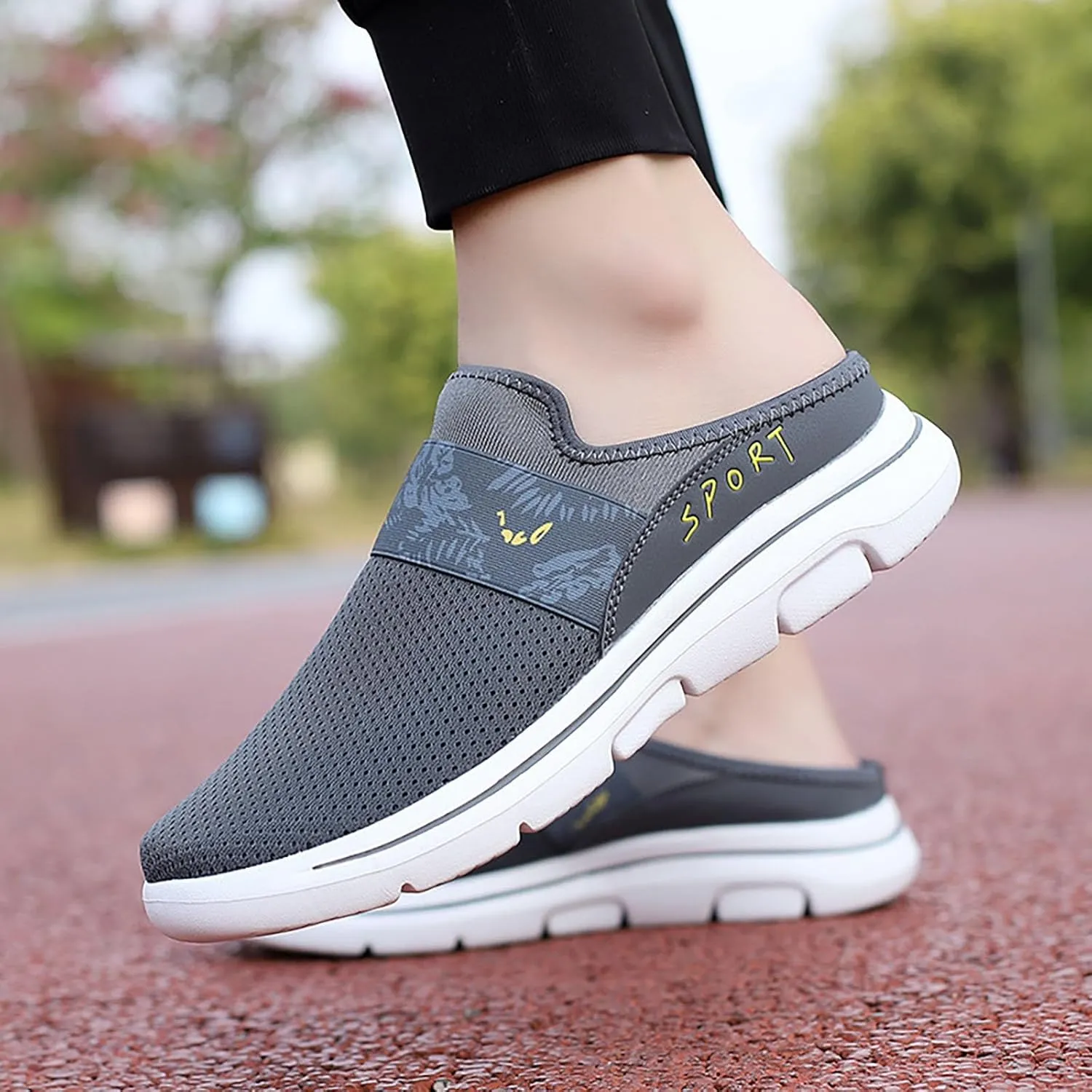 Womens Backless Sneakers Mesh Slip-on Mule Shoes Running Shoes for Men Food Service Women Casual Shoes Brown Sneakers White Tennis Shoe Loafers Casual Slip On