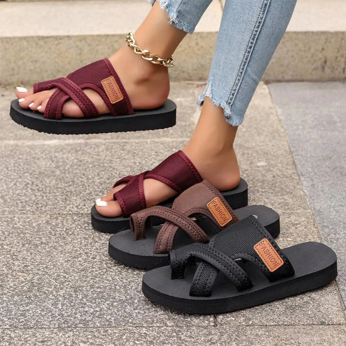 Women's Breathable Mesh Sandals Orthotic Sandals 2025 Summer Hollow Mesh Flip Flops For Women Mesh Flats Beach Sandals Mules