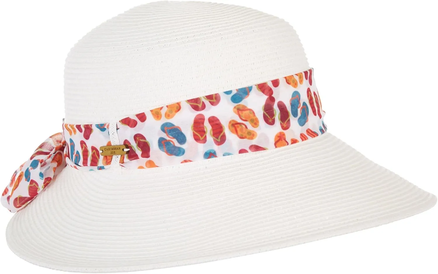 Women's Calusa Beach Sun Hat - 4" Brim - Paper-Braid Fabric - White Flip Flops