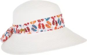 Women's Calusa Beach Sun Hat - 4" Brim - Paper-Braid Fabric - White Flip Flops