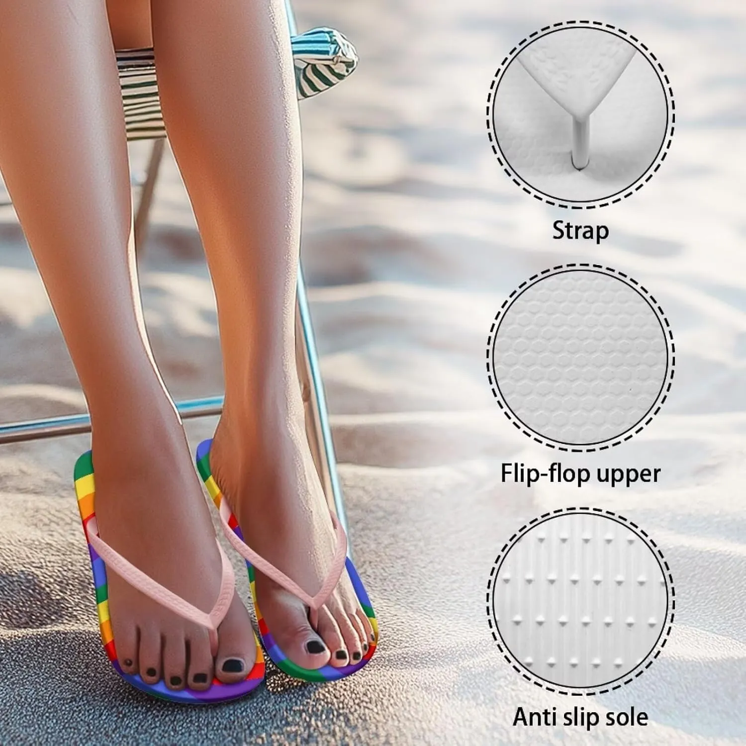 Women's Casual Flip Flops Comfortable Lightweight Walking Thong Sandals Non-Slip Summer Beach Slippers SizeUS 5.5-9.5