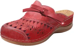 Womens Clogs with Arch Support Mule Shoes Vintage Closed Toe Wide Width Sandals Summer Hollow Out Slip On Slippers Outdoor Flats