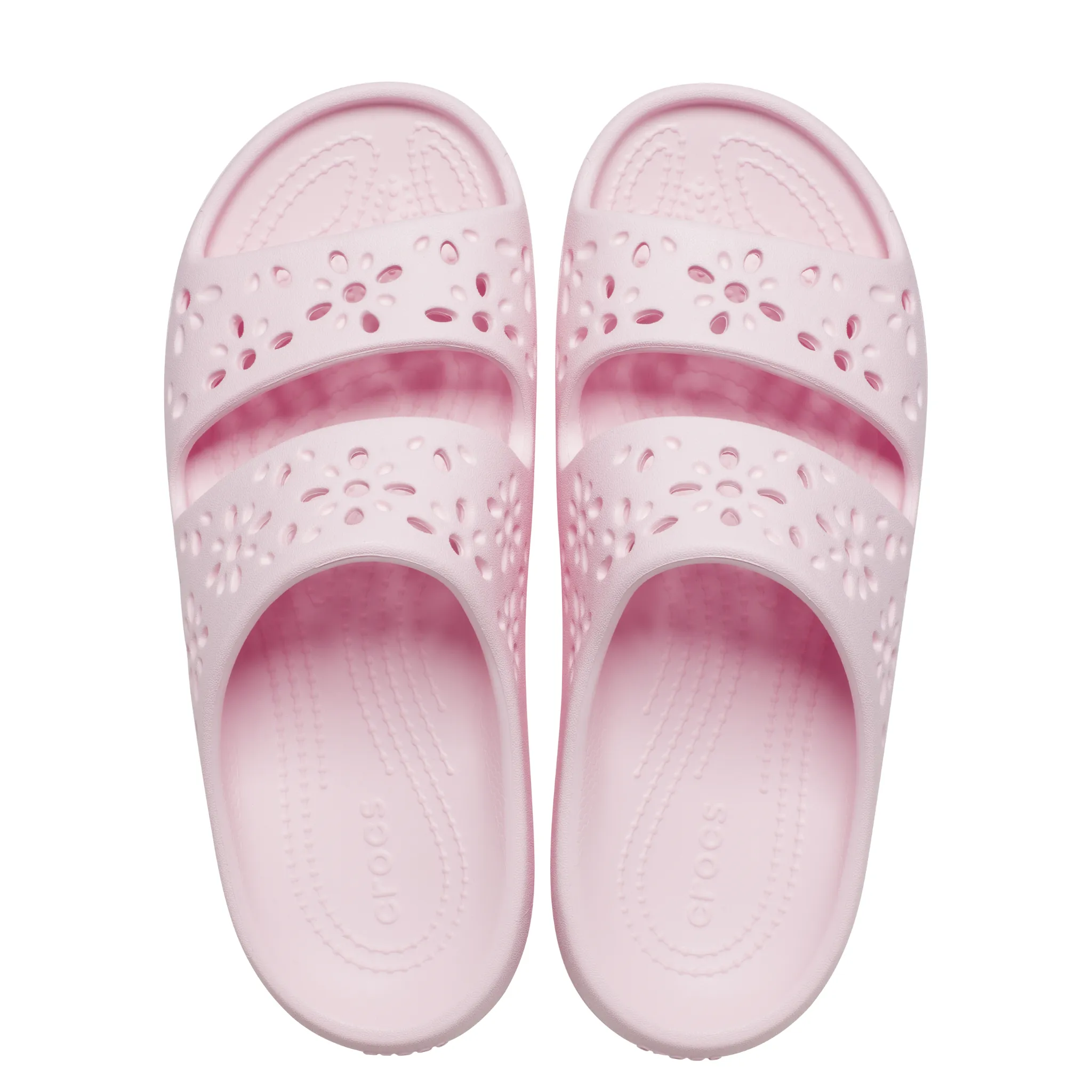 Womens Crocs Pink Milk Classic Floral Cut Out Sandals