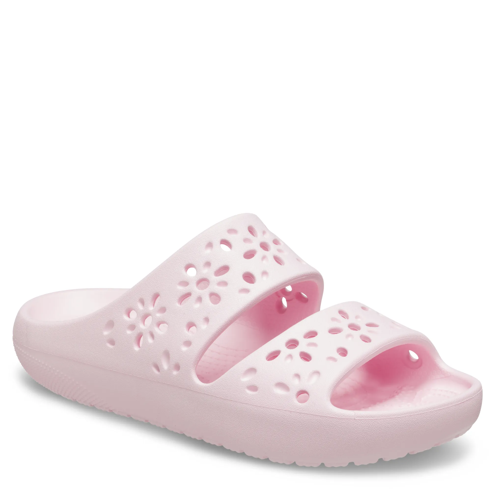 Womens Crocs Pink Milk Classic Floral Cut Out Sandals