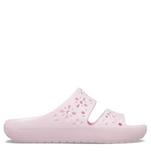 Womens Crocs Pink Milk Classic Floral Cut Out Sandals