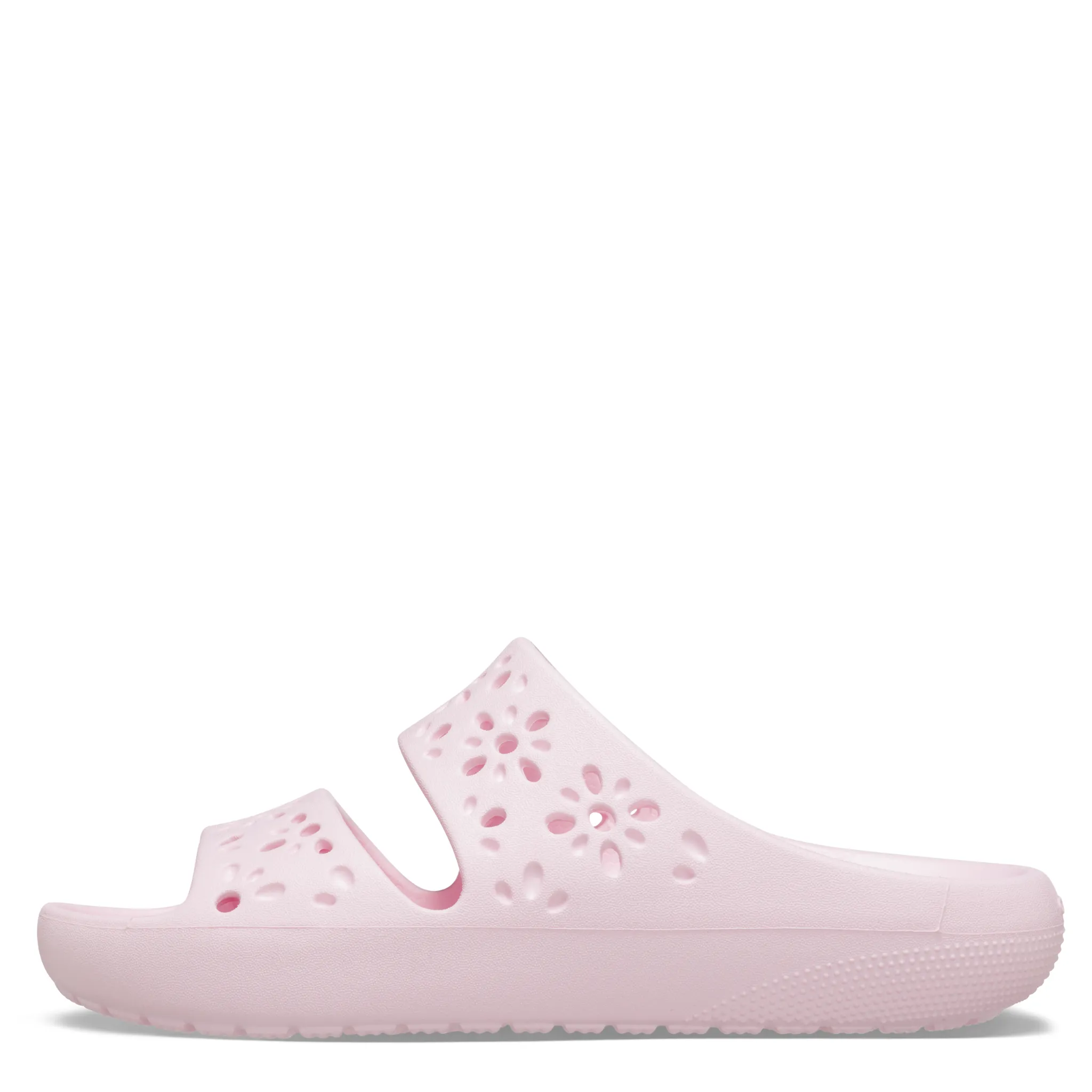 Womens Crocs Pink Milk Classic Floral Cut Out Sandals