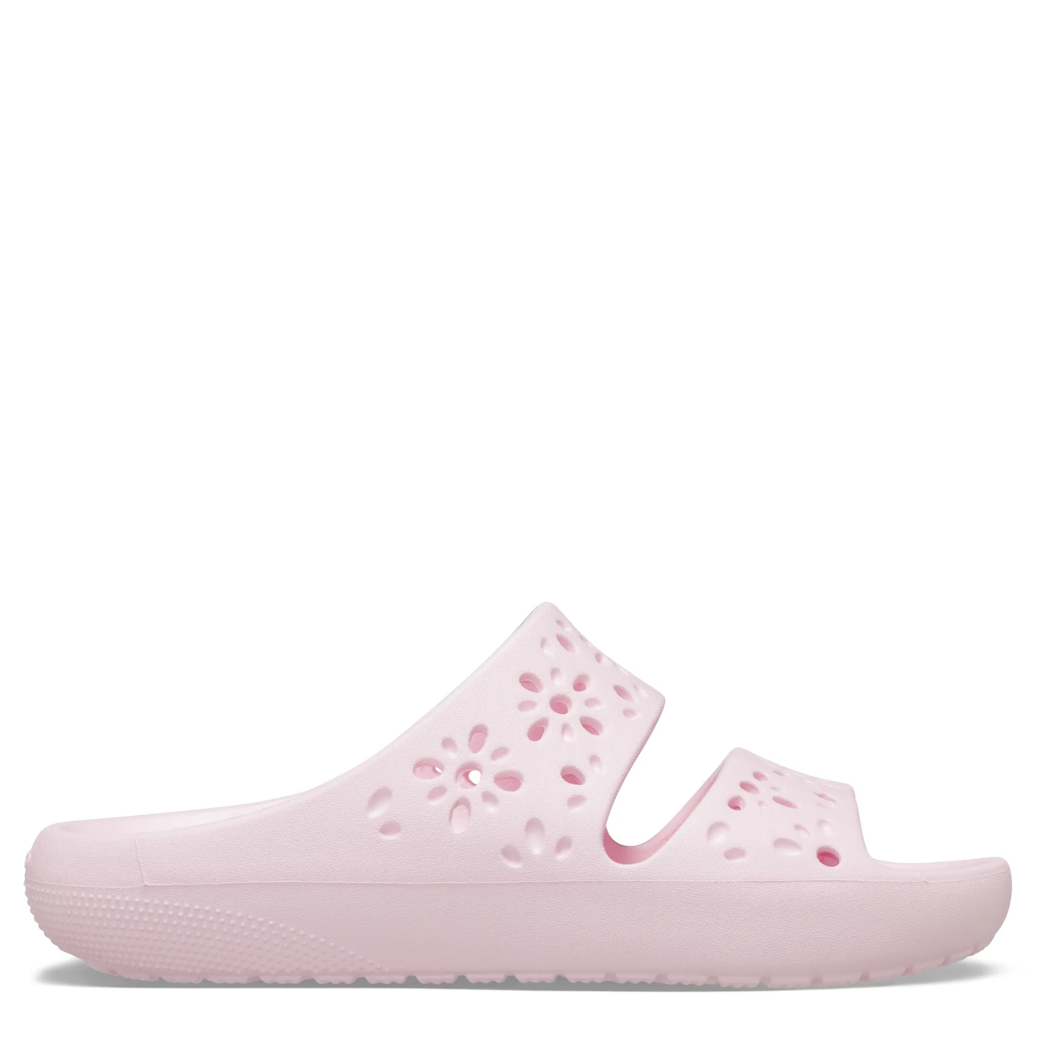 Womens Crocs Pink Milk Classic Floral Cut Out Sandals