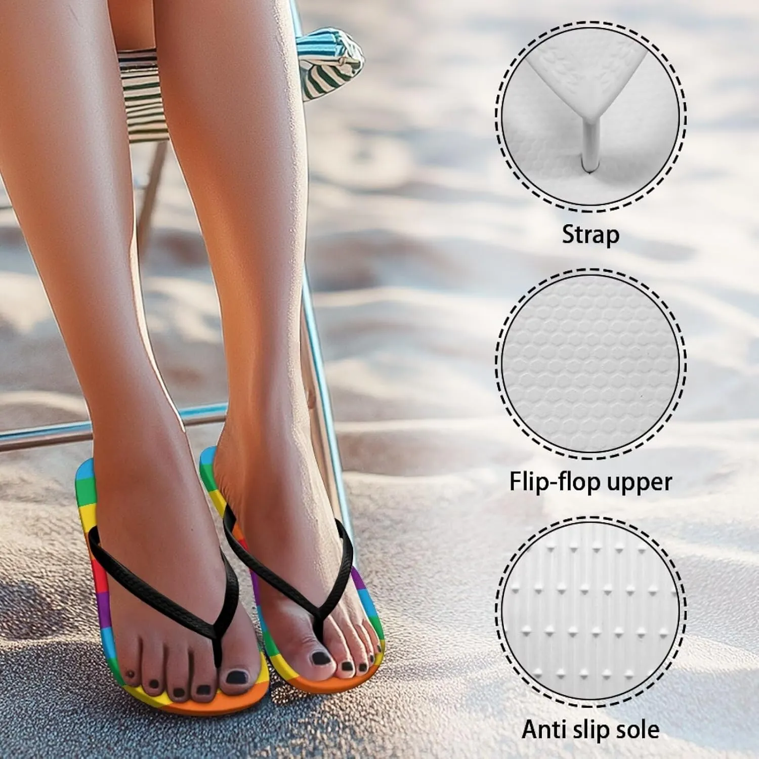 Womens Flip Flops Pillow Soft Shower Shoes with Orthotic Rubber Soles Summer Beach Shoes Cushion Footbed Footwear