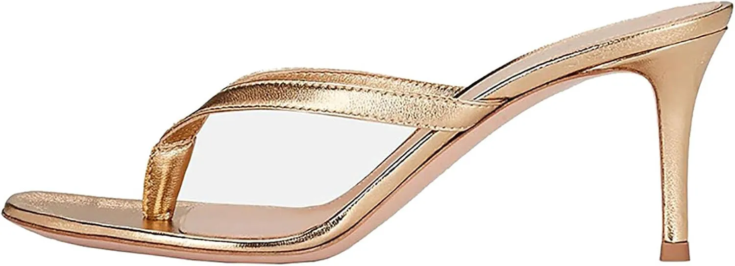 Womens Flip Flops Stiletto High Heels Sandals Fashion Thong Open Toe Round Toe Dress Sandals Slip on Slipper Backless Wedding Party Daily Wear Sandals