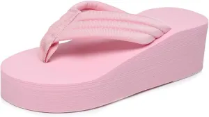 Women's Foam Platform Thong Slides Sandals Round Open Toe Lightweight Non Slip Wedge Heel Flip Flops Fashion Party Slip On Sandals