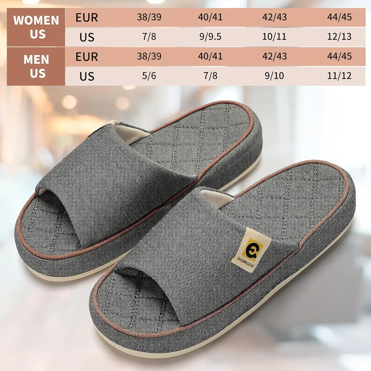 Womens House Slippers - Unisex Soft Cozy Open Toe Bedroom Slippers Anti-Slip Platform Spa Slide Slippers Indoor Shoes All Seasons