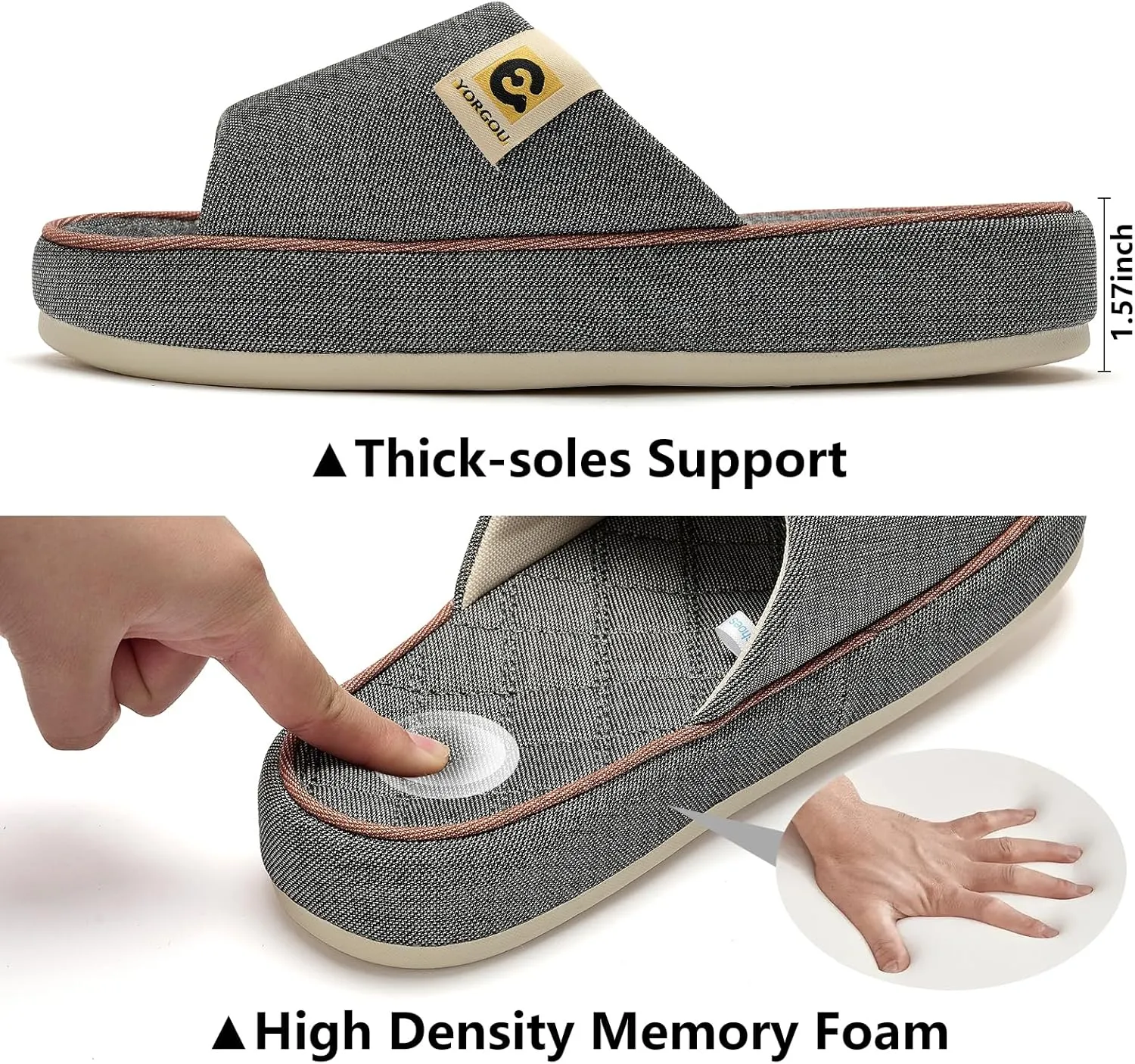 Womens House Slippers - Unisex Soft Cozy Open Toe Bedroom Slippers Anti-Slip Platform Spa Slide Slippers Indoor Shoes All Seasons