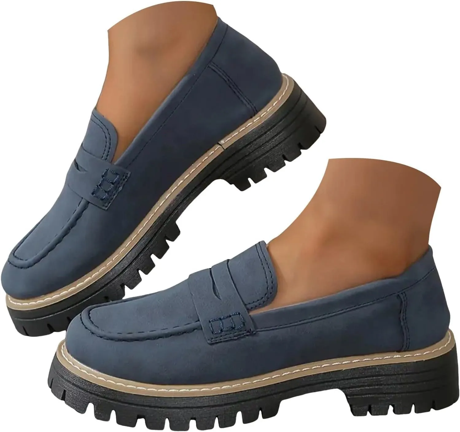 Womens Loafers Shoes Platform Chunky Penny Loafer Comfort Driving Moccasins Casual Slip-Ons Loafer Flats Fashion Business Work Shopping Travel Shoes