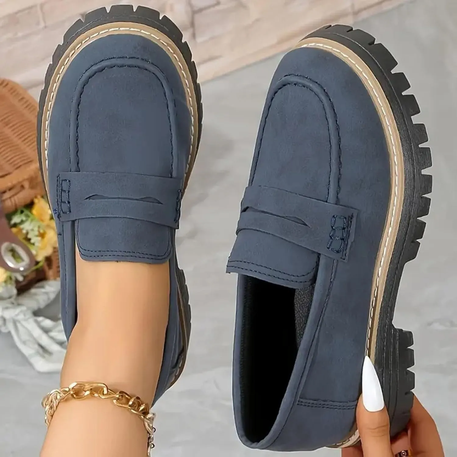 Womens Loafers Shoes Platform Chunky Penny Loafer Comfort Driving Moccasins Casual Slip-Ons Loafer Flats Fashion Business Work Shopping Travel Shoes