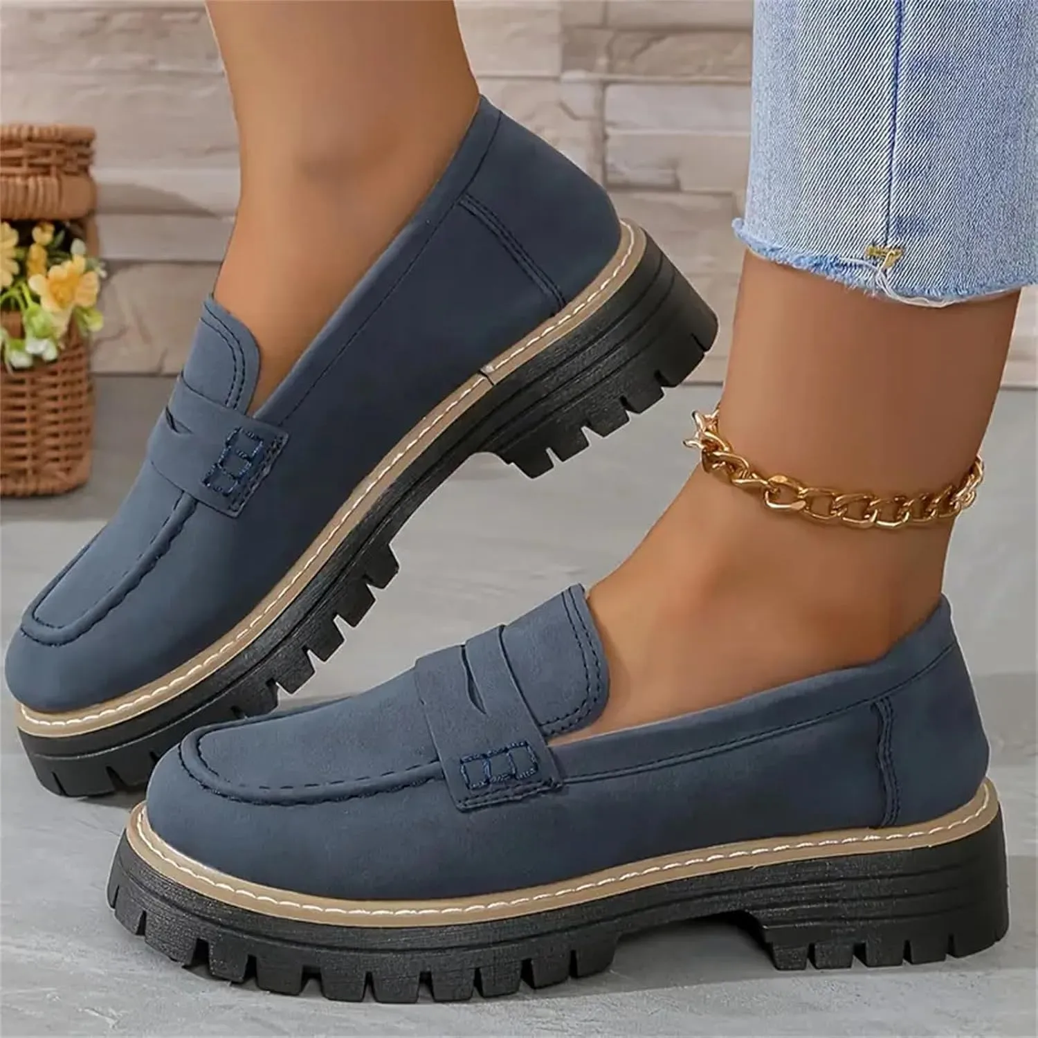 Womens Loafers Shoes Platform Chunky Penny Loafer Comfort Driving Moccasins Casual Slip-Ons Loafer Flats Fashion Business Work Shopping Travel Shoes