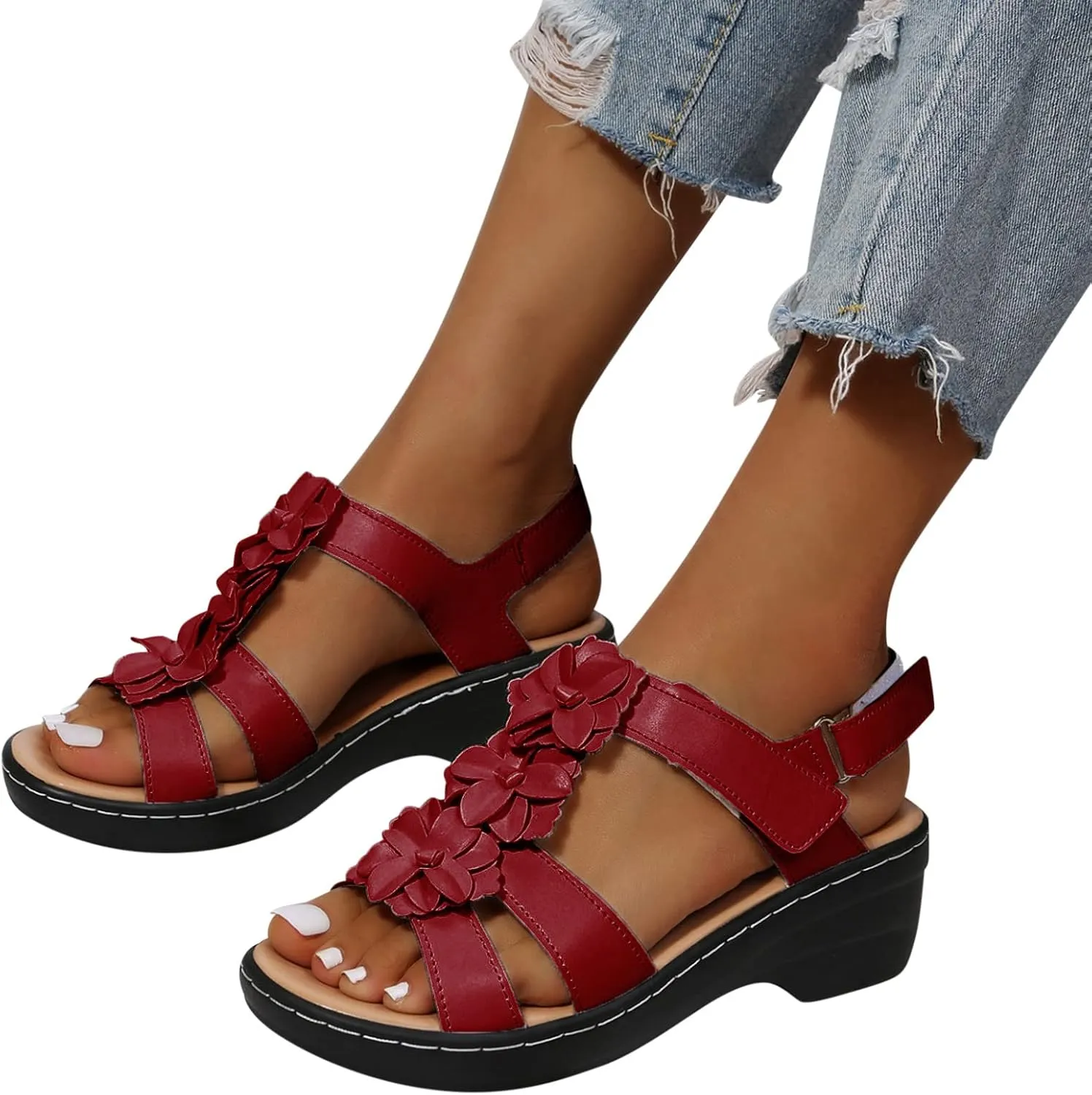 Women's Low Block Heel Dress Shoe Casual Summer Slip On Ankle Strap Sandal Chunky Sandals for Women
