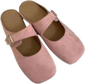 Women's Mule Sandals Women's Candy Color Closed Toe Suede Mule Slippers