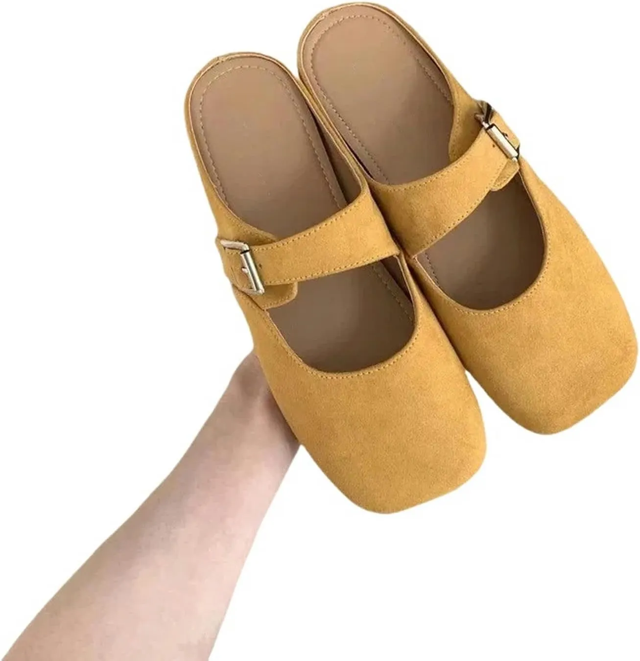 Women's Mule Sandals Women's Candy Color Closed Toe Suede Mule Slippers