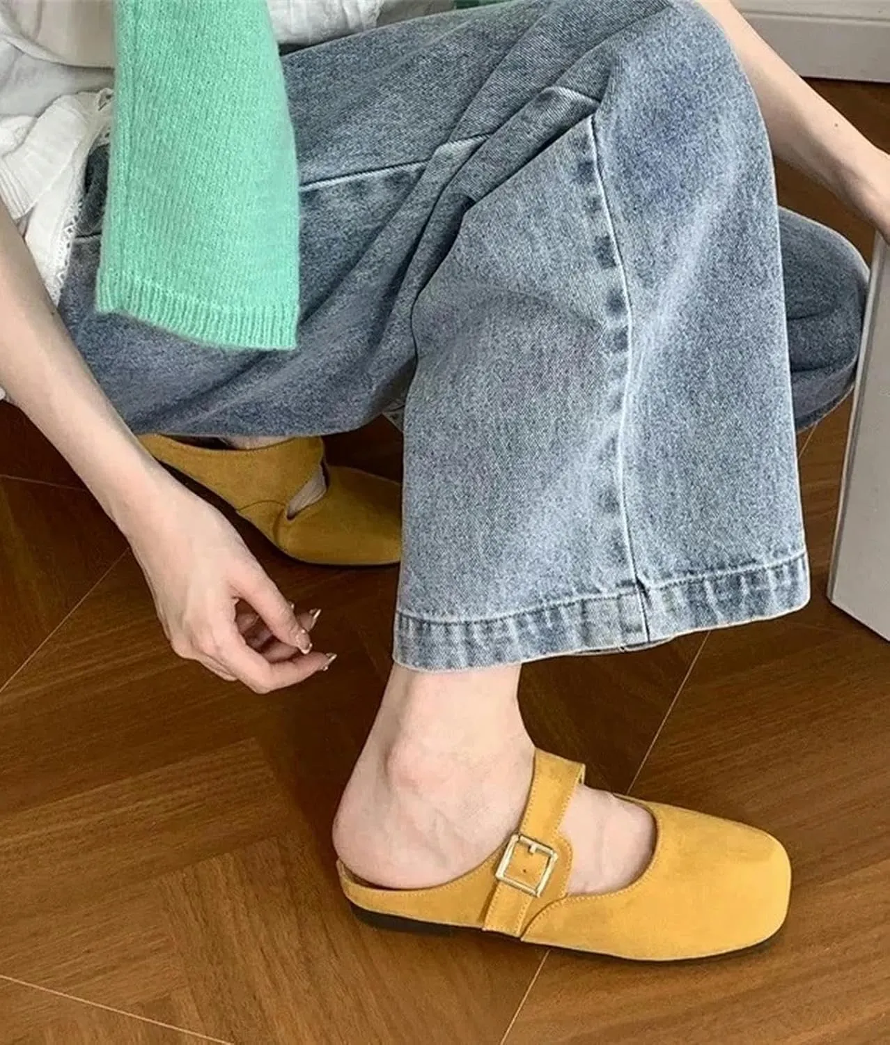 Women's Mule Sandals Women's Candy Color Closed Toe Suede Mule Slippers
