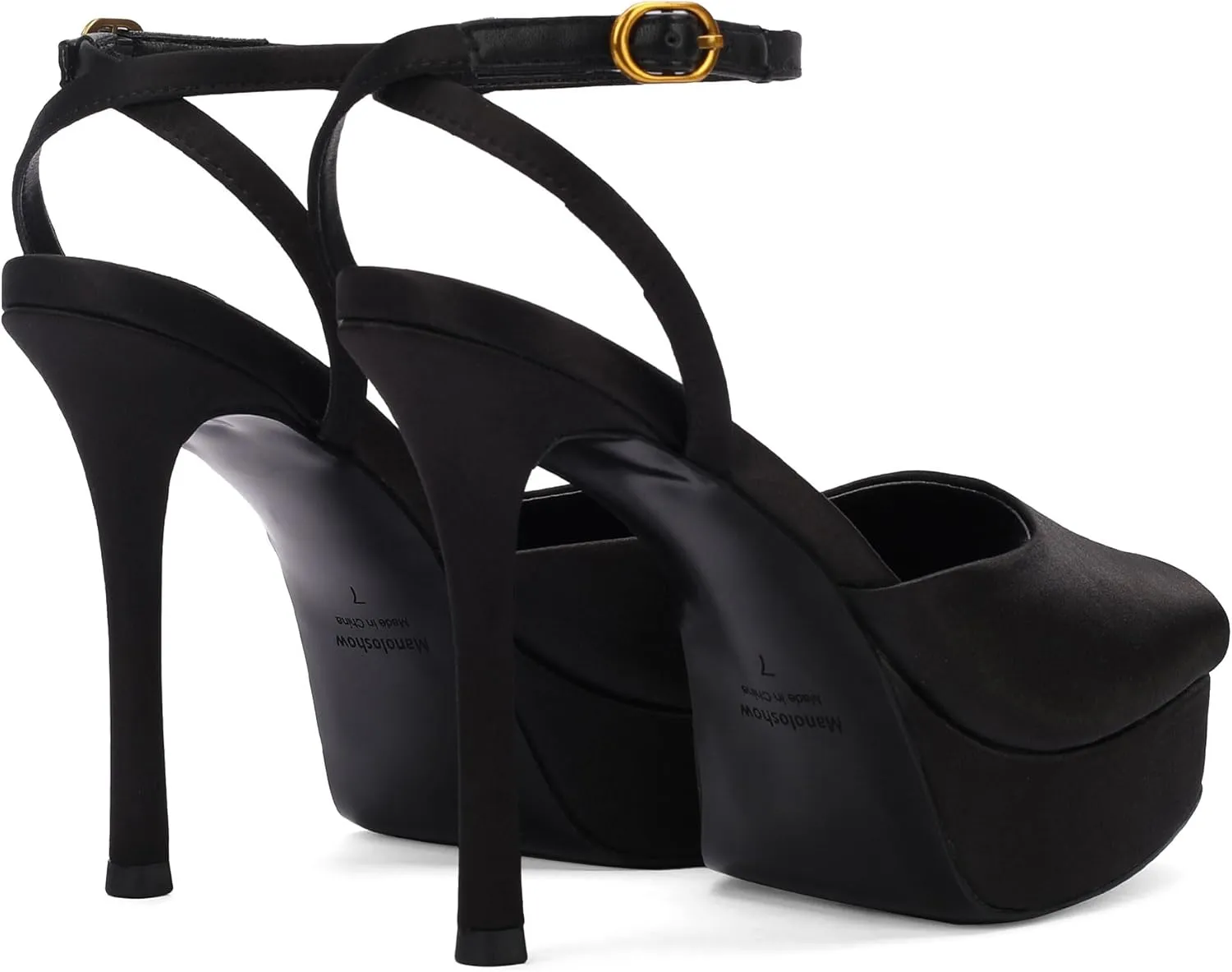 Women's Peep Toe Slingback Sandals Platform Pumps High Stiletto Heels Ankle Buckle Strap 4.7" Spike Heels Evening Comfy Party Shoes