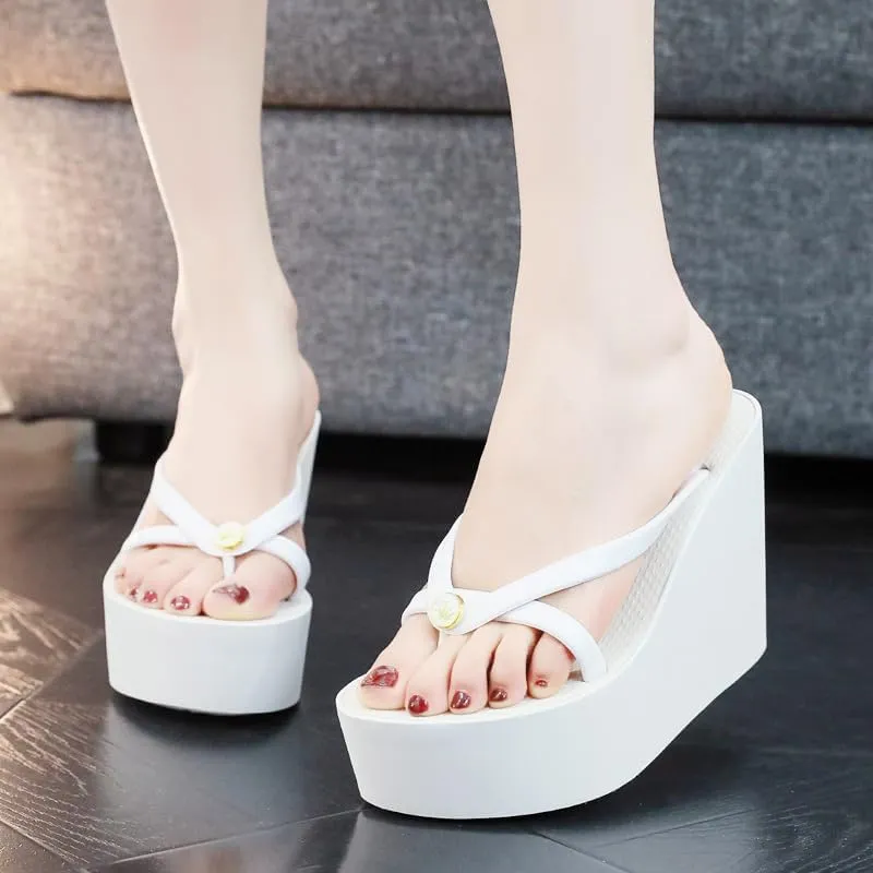 Womens Platform Flip Flops Wedges Sandals for Women Wedge Flip Flops Dressy Summer Chunky Thong Heels for Women