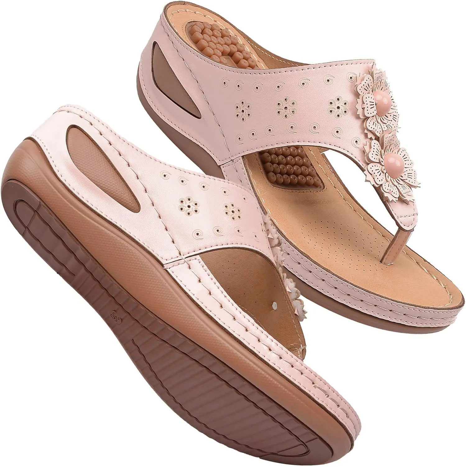 Womens Recovery Sandals with Orthotic Arch Support Comfortable Walking Slides Thick Cushion Footwear for Plantar Fasciitis Summer Outdoor Use
