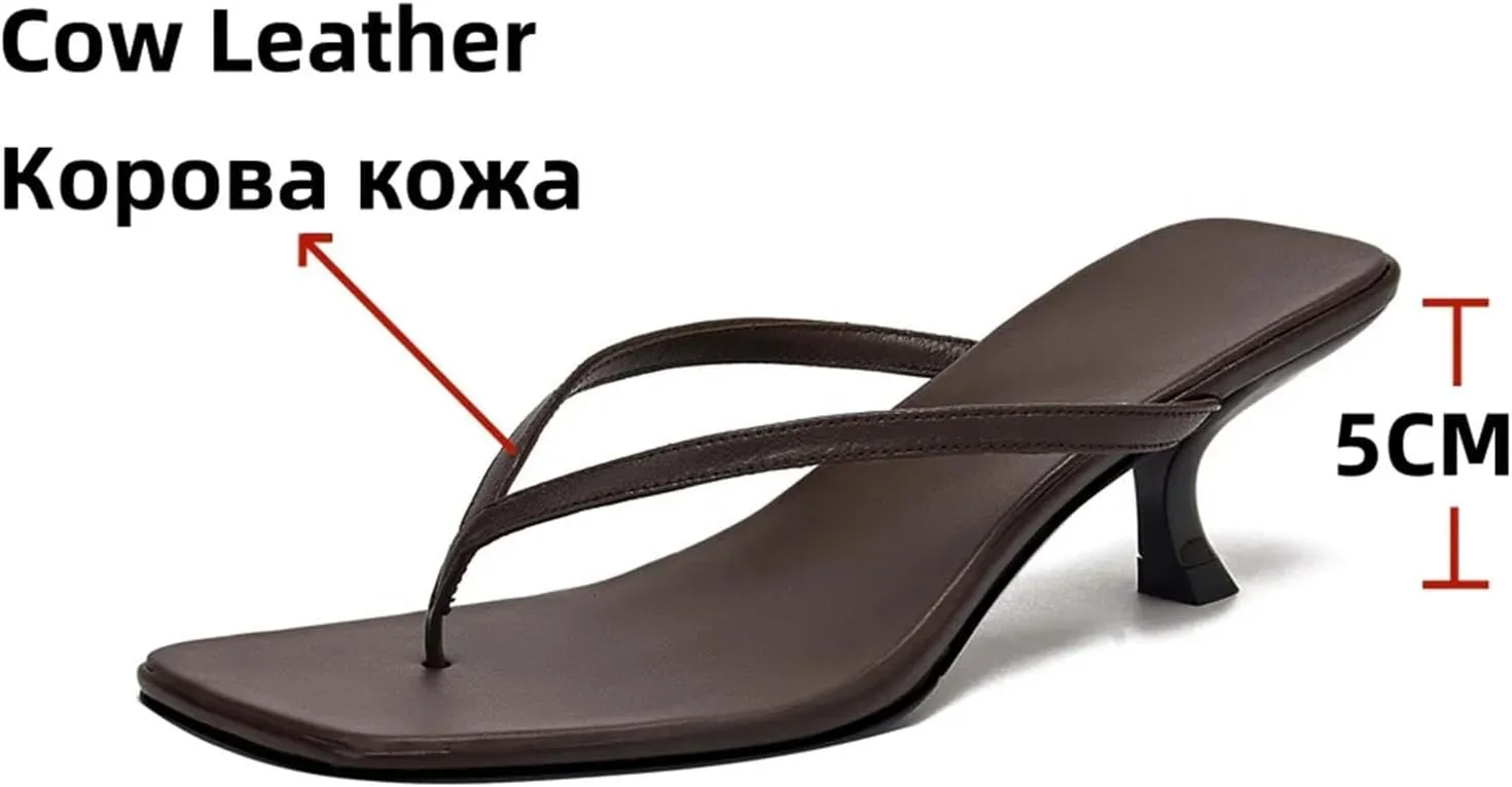Women's Sexy Leather Flip-Flop Pumps - High Heels Summer Party Prom Fashion Slippers