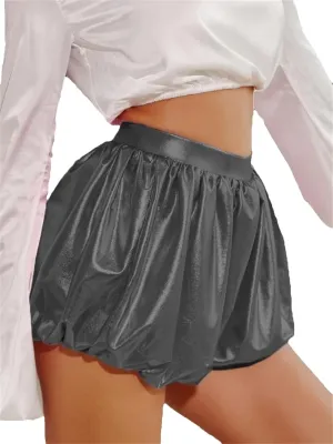 Women’s Side-Stripe Faux Leather Shorts Athletic-Inspired with Reflective Tape Sporty Chic