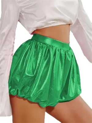 Women’s Side-Stripe Faux Leather Shorts Athletic-Inspired with Reflective Tape Sporty Chic