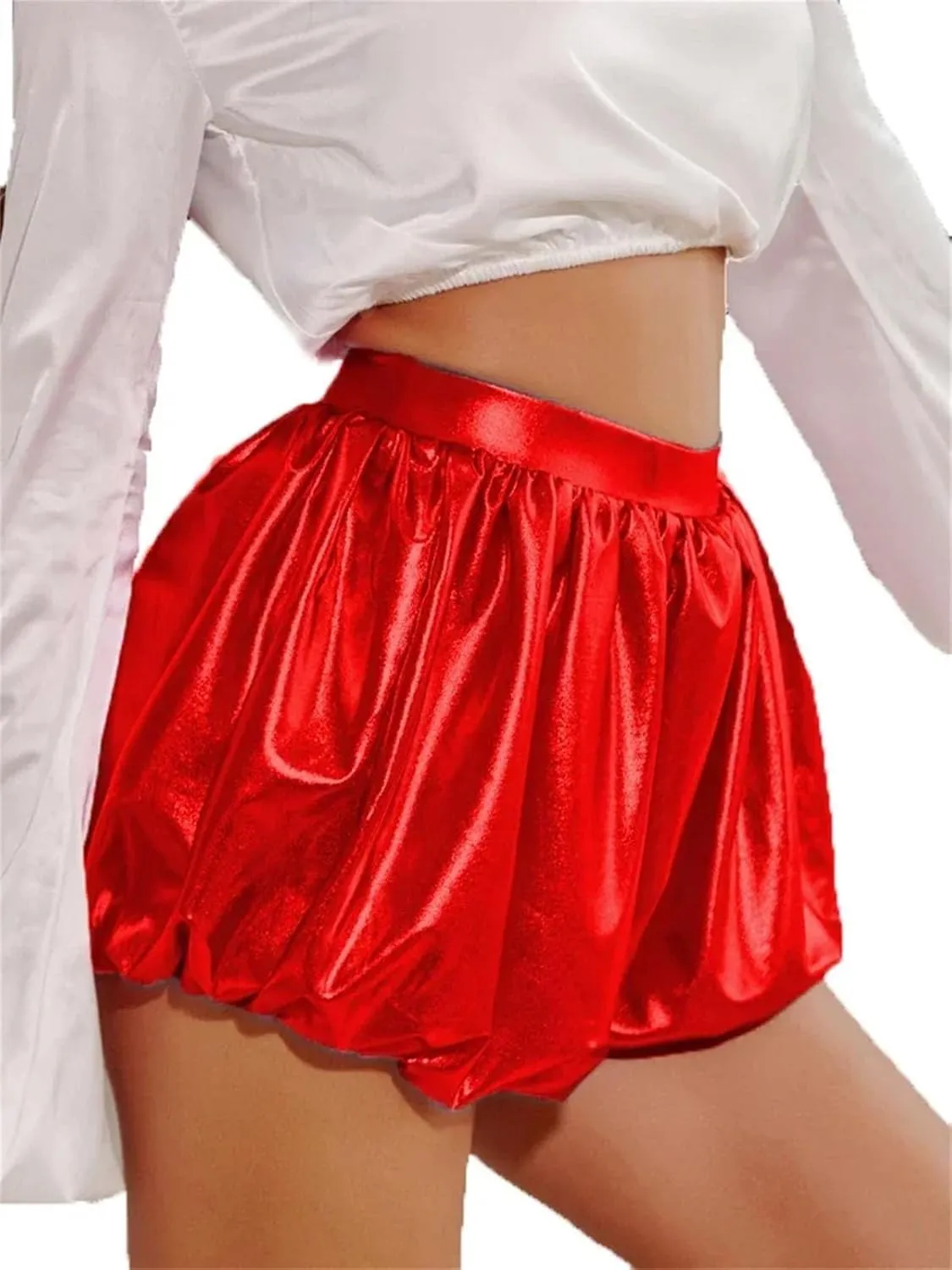 Women’s Side-Stripe Faux Leather Shorts Athletic-Inspired with Reflective Tape Sporty Chic