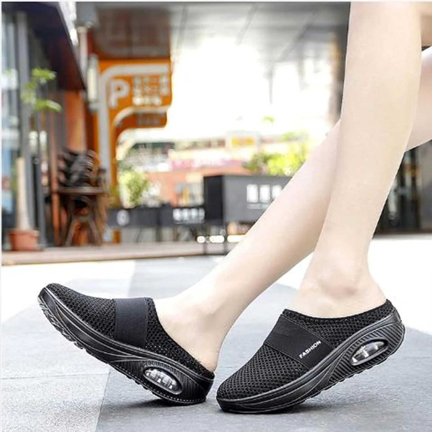 Womens Slip On Clogs and Mules Diabetic Air-Cushion Slip-On Walking Shoes Breathable Slippers Closed Toe Slides Orthopedic Diabetic Shoes with Arch-Support