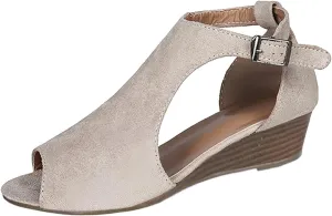 Womens Suede Peep Toe Chunky Heels Ankle Booties with Strap Cutout Wedge Back Zipper Sandals Dress Walking Boots Orthopedic Open Side Slides Breathable Hollow Mid Heel Shoes Platform Sandal