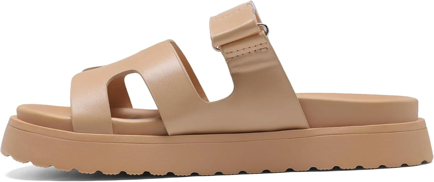 Women's Thick Platform Slide Sandals anti-slip Dressy Slides Sole Open Toe Strap Summer Flats Shoes