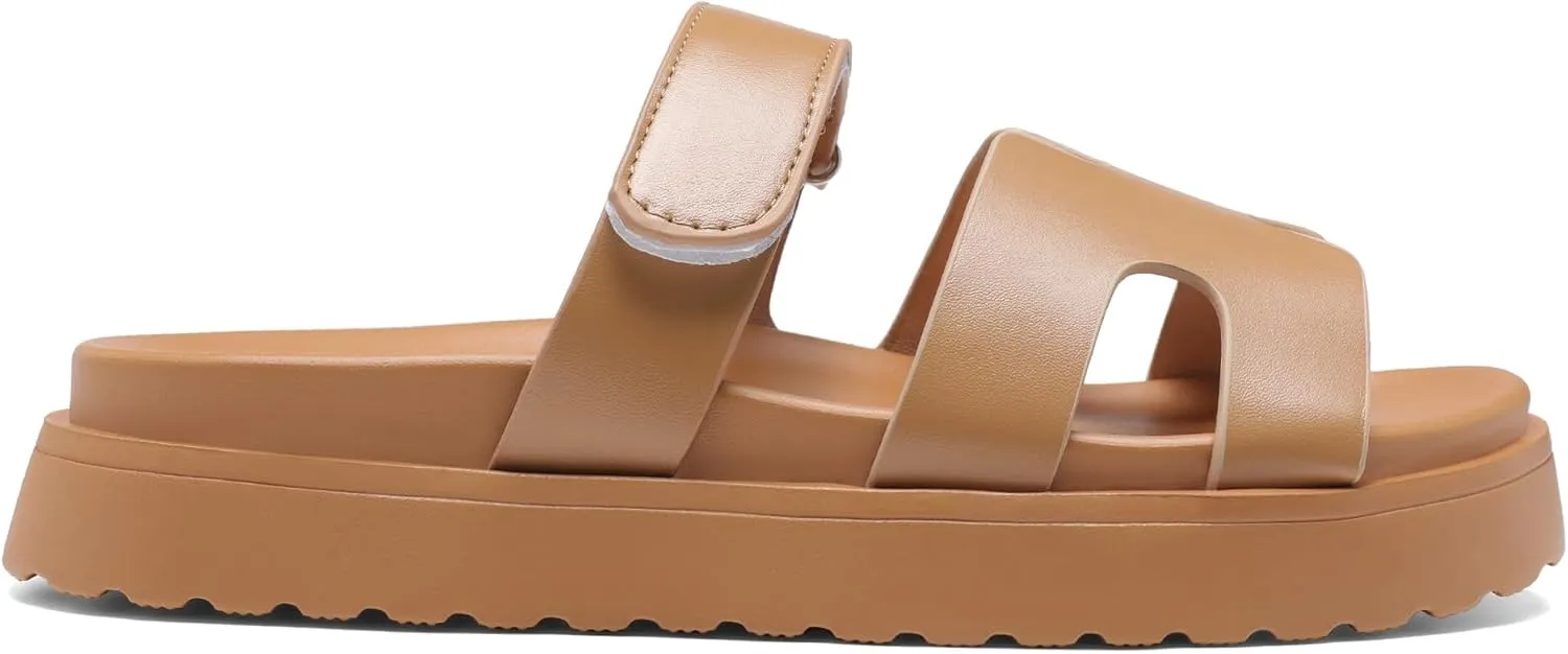 Women's Thick Platform Slide Sandals anti-slip Dressy Slides Sole Open Toe Strap Summer Flats Shoes
