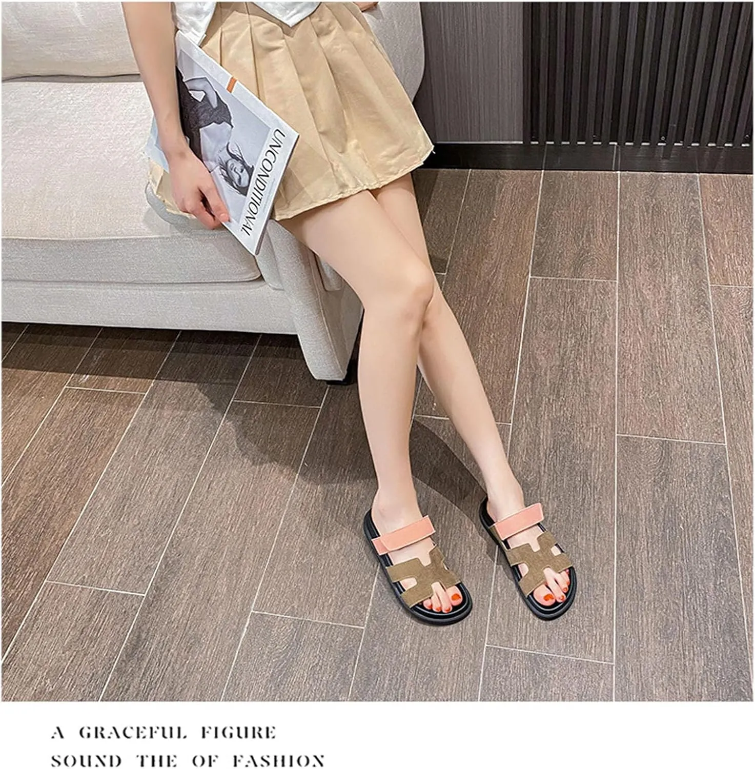 Women's Thick Platform Slide Sandals anti-slip Sole Open Toe Summer Flats Shoes
