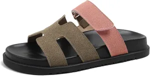 Women's Thick Platform Slide Sandals anti-slip Sole Open Toe Summer Flats Shoes