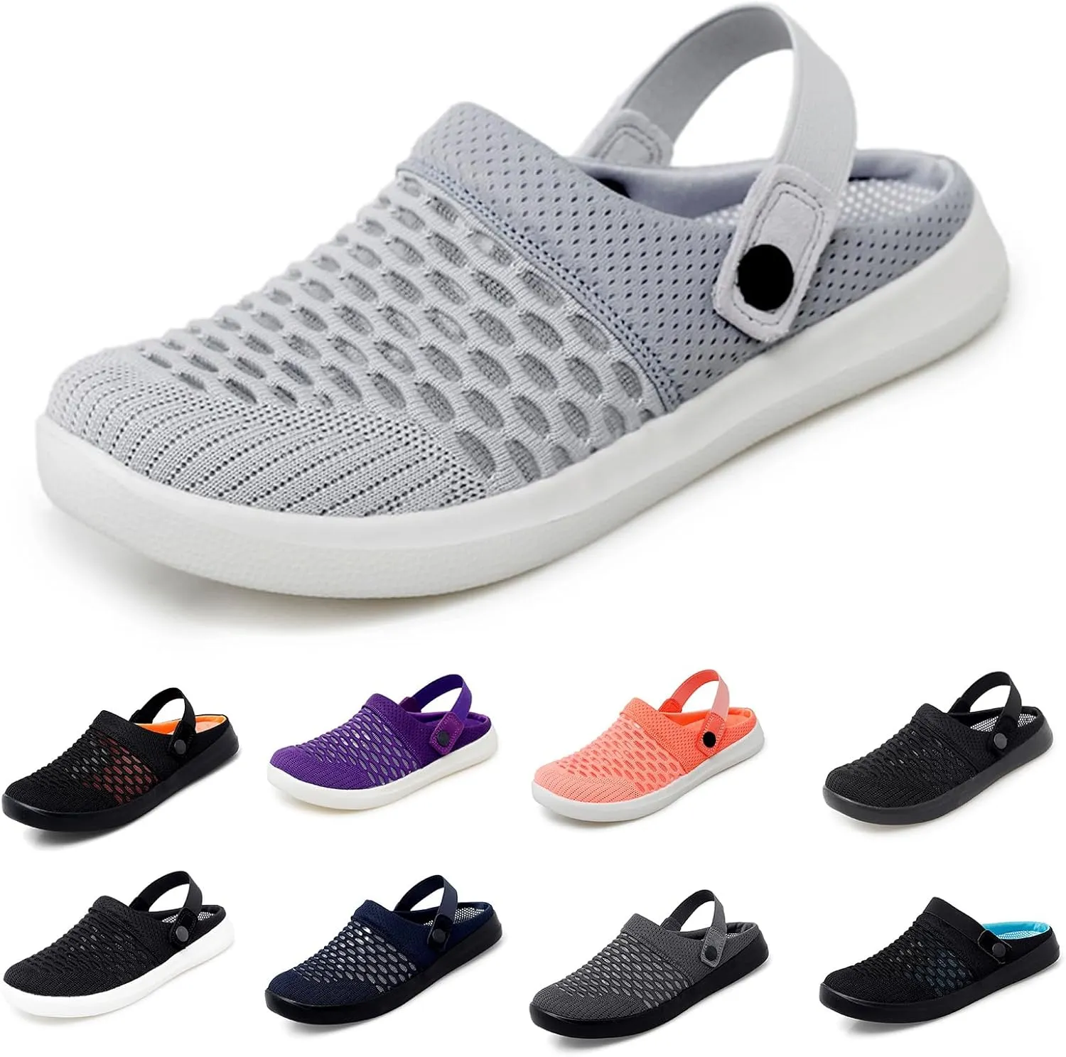 Women's Walking Shoes Knitted Breathable Clogs Lightweight Slip-On Mules Non-Slip Quick Drying Sandals Comfortable Garden Clogs Pool Water Shoe Hiking House Traveling Shoes Casual Beach Slippers