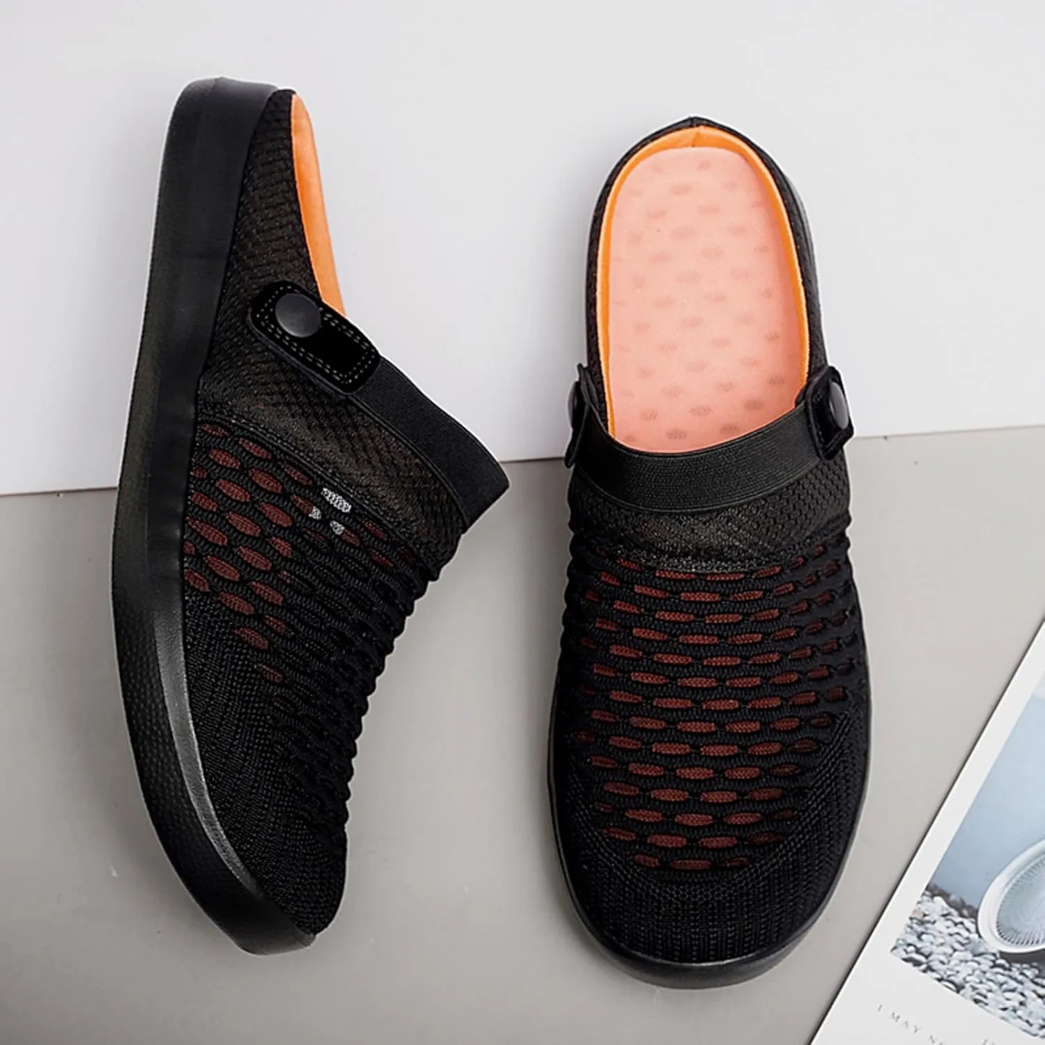 Women's Walking Shoes Knitted Breathable Clogs Lightweight Slip-On Mules Non-Slip Quick Drying Sandals Comfortable Garden Clogs Pool Water Shoe Hiking House Traveling Shoes Casual Beach Slippers