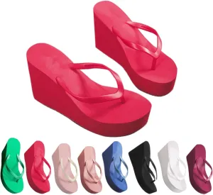 Women’s Wedge Flip Flops – Cushioned Arch Support, Non-Slip Sole, Platform Summer Beach Comfort Casual Thong Sandal