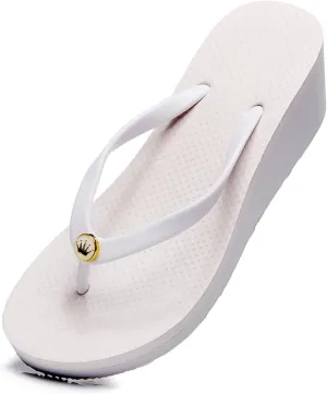 Women's Wedge Flip-flops Heeled,Women's summer casual fashion thick-soled sandal,6cm women's wedge-heeled beach slippers