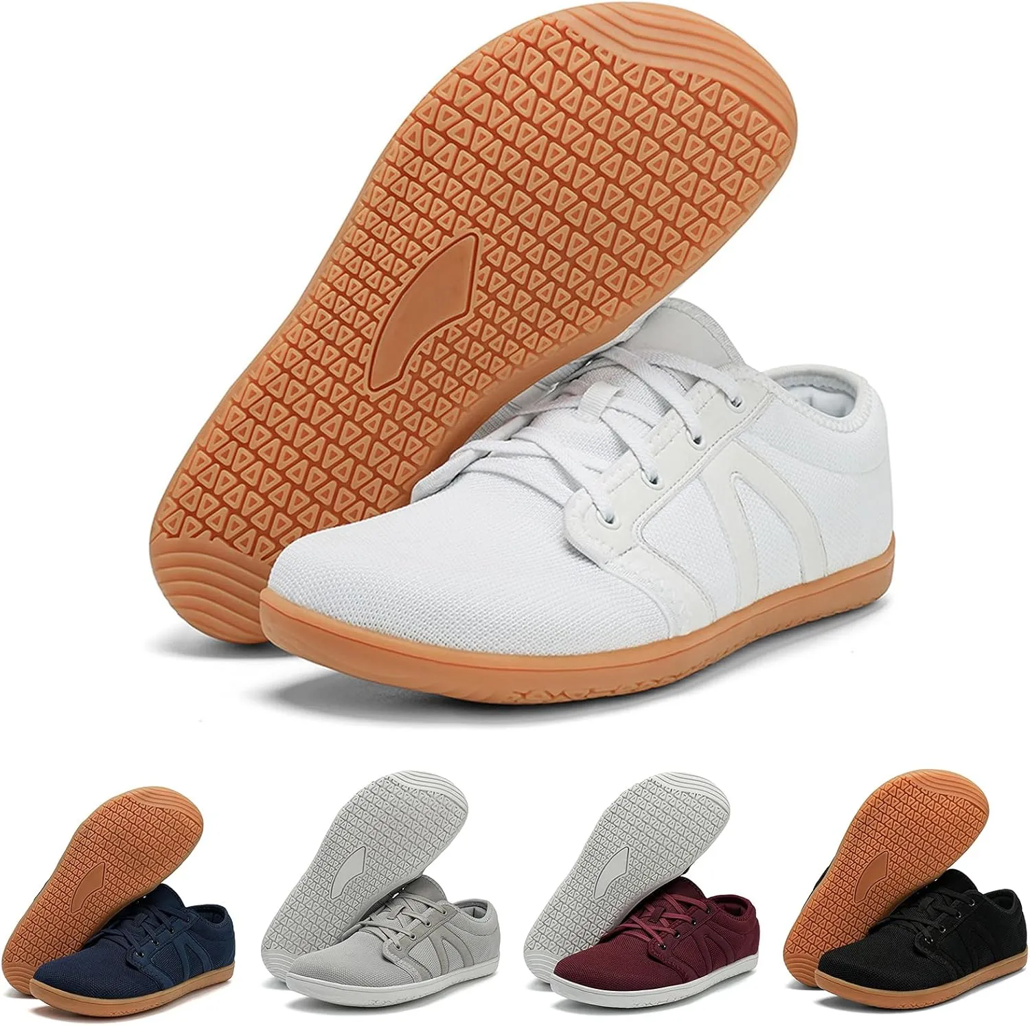 Women's Wide-Toe Barefoot Sneakers Lace-Up Soft-Soled Mesh Breathable Cross-Trainer Lightweight Running Shoes Casual Zero Drop Sole Work Shoes for Unisexy