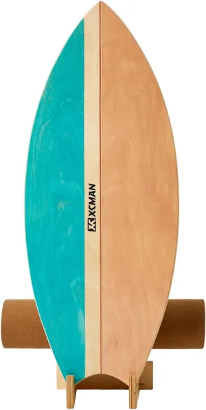 XCMAN Surf Balance Board Trainer with Roller Wooden Exercise Balancing Stability Trainer - Non Slip Surface for Adults Kids|Balance Board for Surfing,Snowboarding,Skateboarding,Hockey,Yoga Training