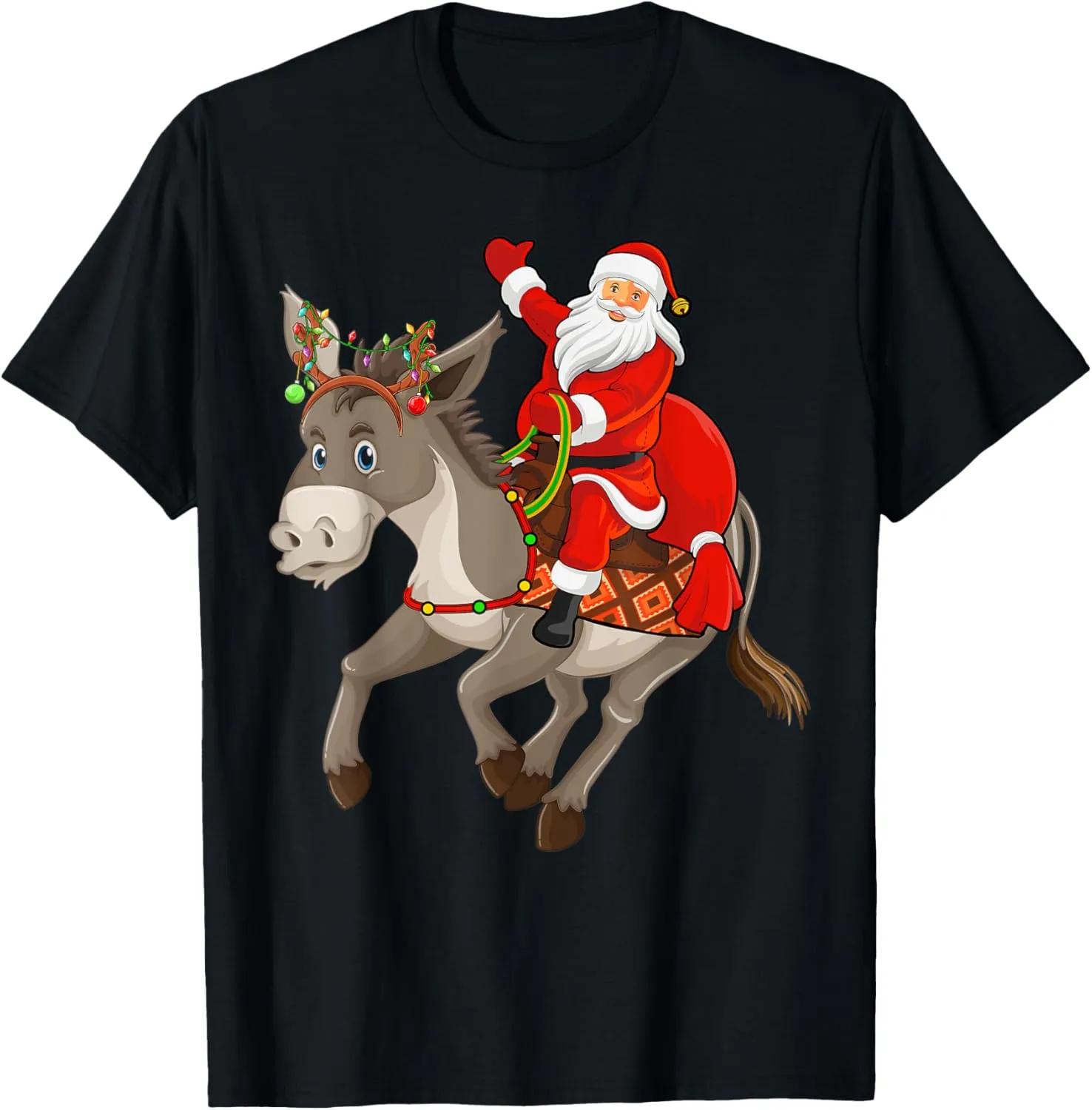 Xmas Family Matching Funny Santa Riding Mule Christmas T-Shirt
